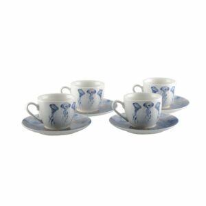 lot de 4 tasses à café avec sous tasse méduse