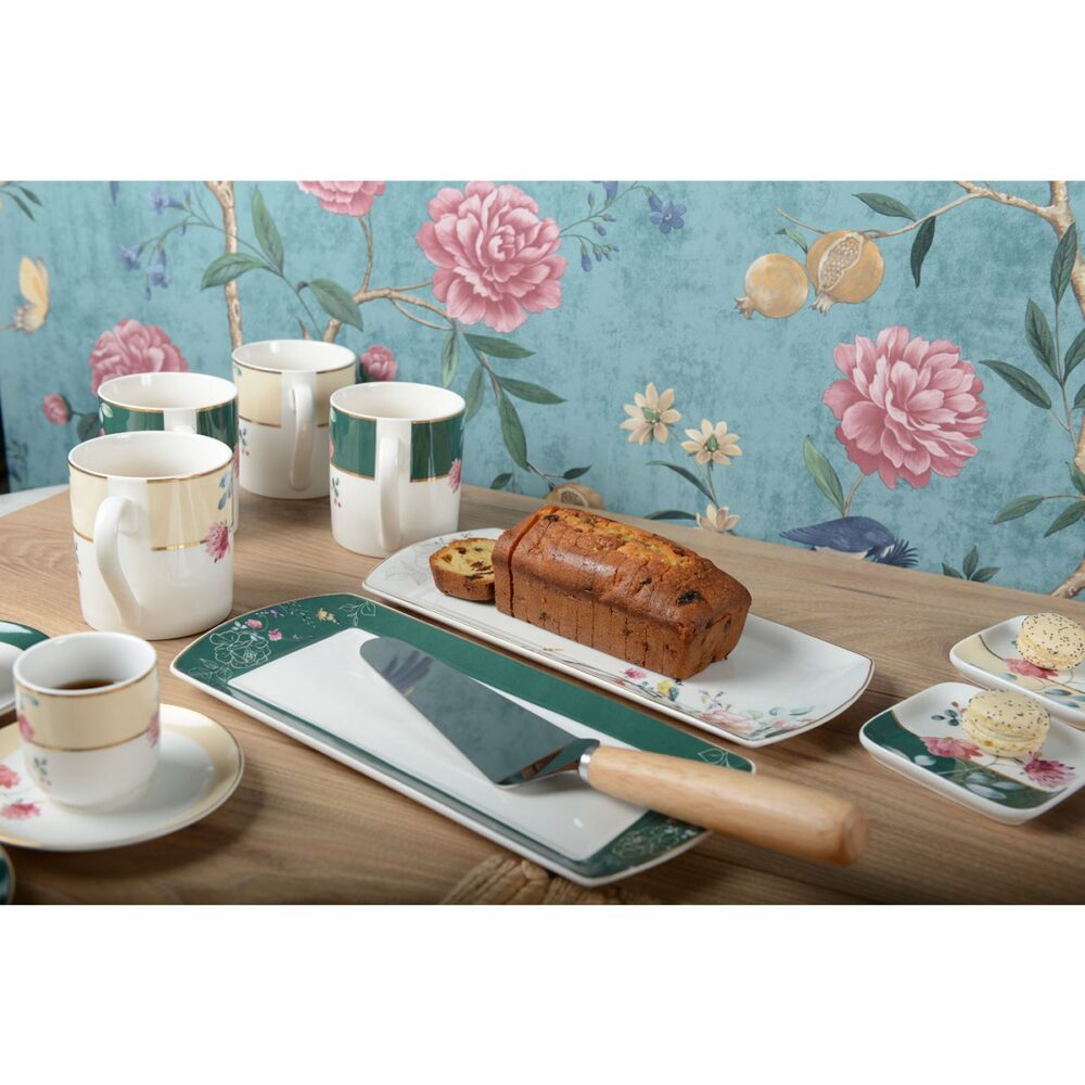 lot de 2 plats à cake floral 29x13cm decor